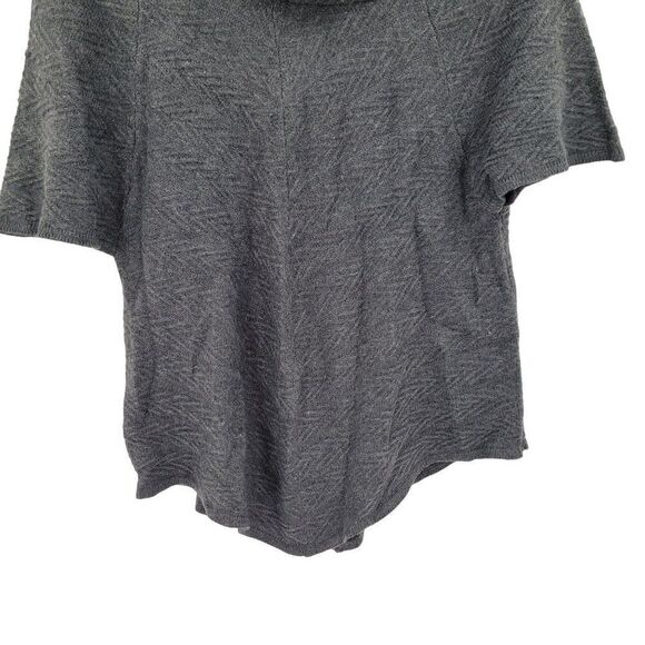 Dana Buckman Cowl Poncho Sweater Top S Gray Leather Metal Detail Textured - Picture 5 of 9